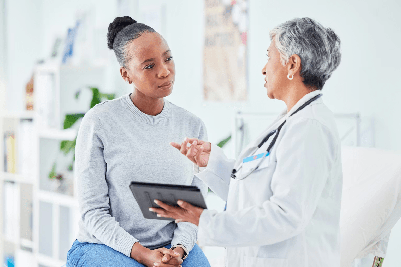 Patient speaking with a physician